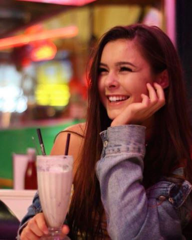 Lauren Gibson with her milkshake.